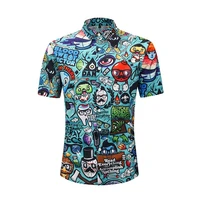 hawaiian beach short sleeve shirt men 2020 summer fashion cartoon print tropical blouse party holiday casual thin top