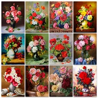 zooya diy diamond painting red rose flower vase diamond embroidery cross stitch kits diamond mosaic floral picture home decor
