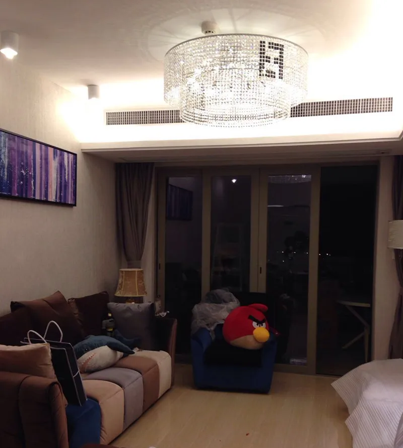 저렴한 블랙 F 직사각형 크리스탈 샹들리에 램프 다이닝 룸 Lustre De Cristal 라운드 천장 고정 장치 라이트 바 주방 조명