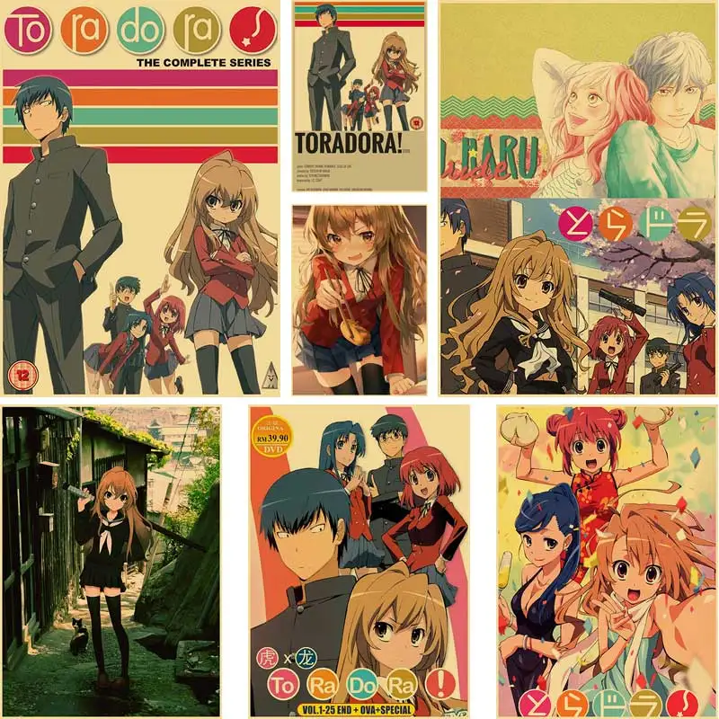 Аниме тигр Икс дракон! Плакаты Toradora эстетические Ретро плакаты из крафт-бумаги