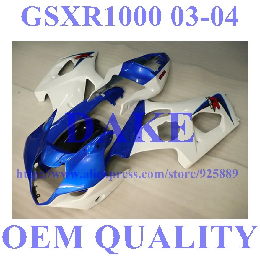 

Injection For SUZUKI GSX-R1000 K3 03 04 Blue White B325 GSX R1000 K3 GSXR1000 2003 2004 GSXR1000 Fairing Kit