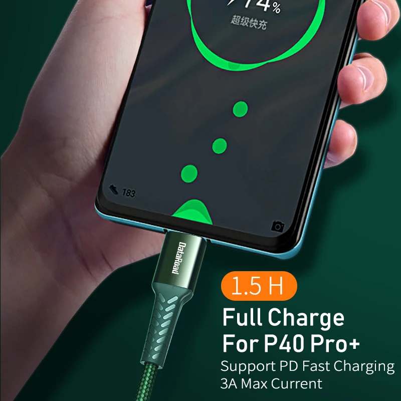 Кабель DataRoad USB Type C для Huawei P40 Pro Plus usbc Data 3 0 Quick Charge 65 Вт 5A быстрое зарядное
