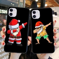 cartoon cute christmas santa claus silicone phone case for iphone 11 12 13 pro max xr xs black iphone 7 8 plus se2020 phone case