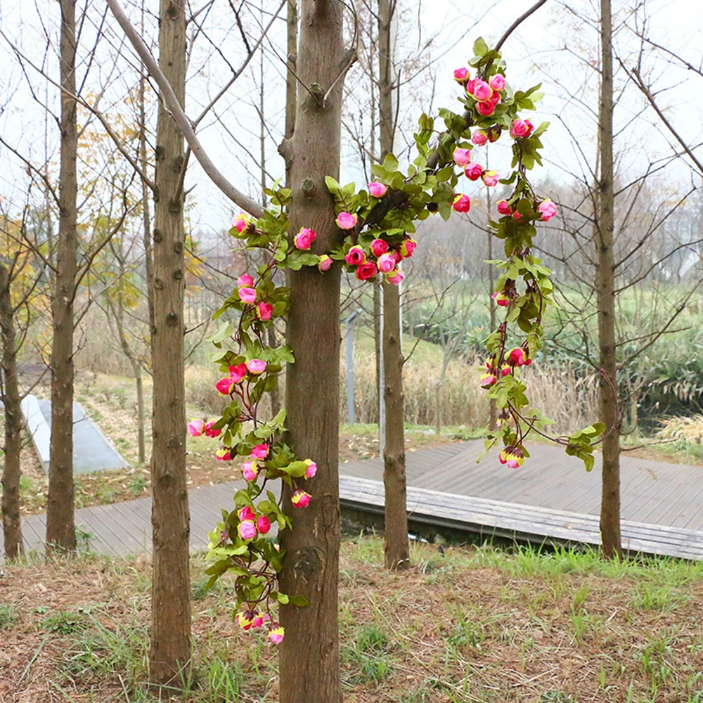 230 см крытый и открытый имитация цветка розы украшения из ротанга