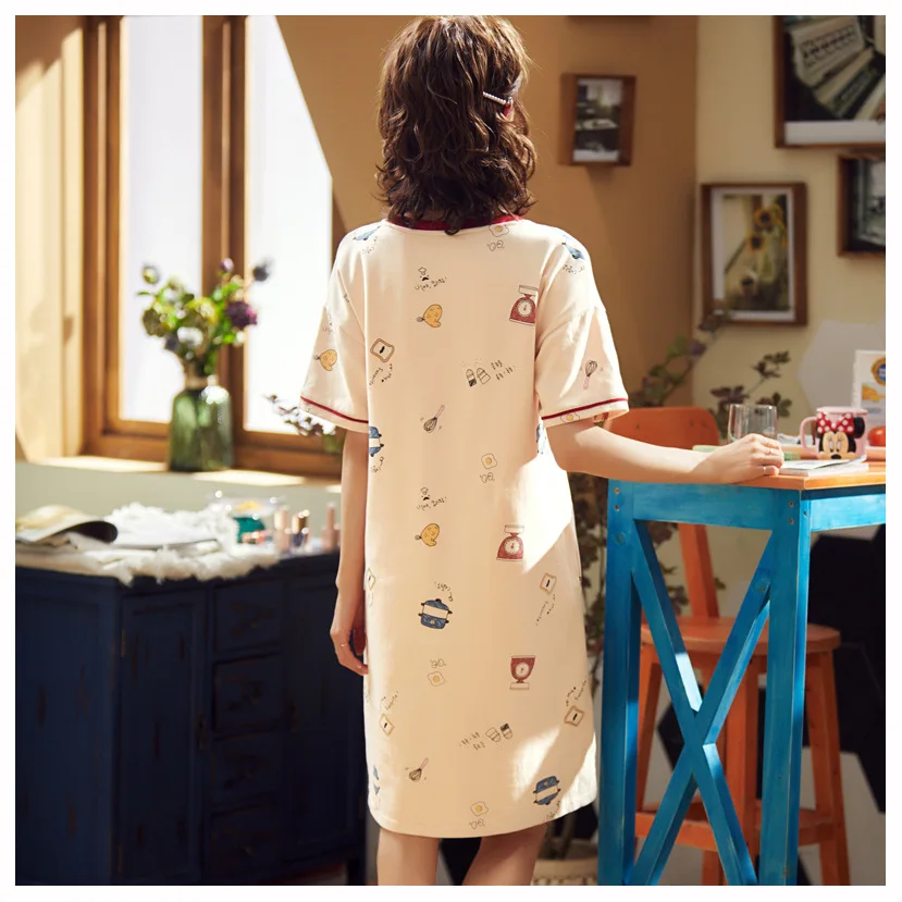 

Summer New Nightdress Women 2020 New Korean Cartoon Printing Sweet and Lovely Leisure Women 's Home Clothes