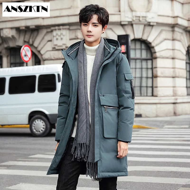 

ANSZKTN Long down jacket in 2020 the new men's han edition men's winter loose more warm jackets