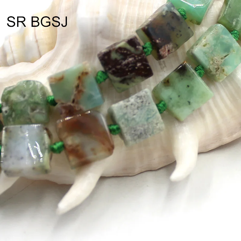 Free Ship 8 10mm Natural Square Green Opal Gems Stone Jewelry Making Beads Strand 15&quot|Бусины| |