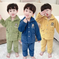 baby boy winter pajamas set 2021 new baby childrens clothing boys autumn and winter thick lapel