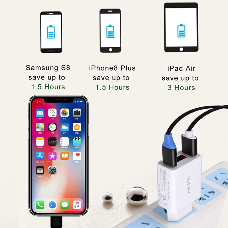 USB зарядное устройство Быстрая зарядка Мульти настенное адаптер для SamsungA50 S10 iPhoneXR