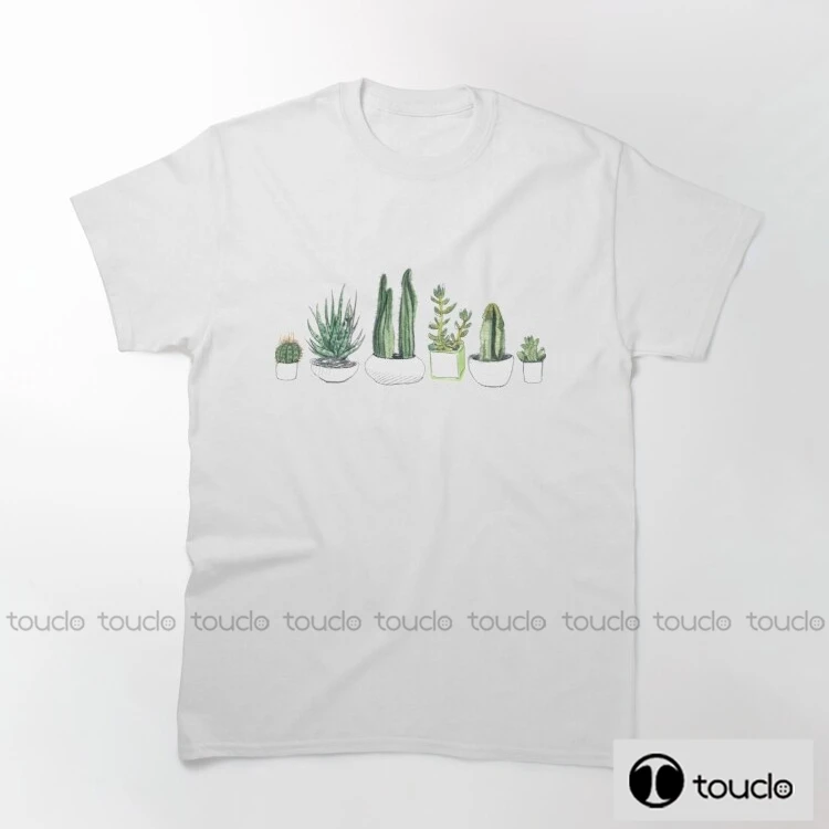 

Новые мужские футболки с акварельными кактусами и суккулентами, модная футболка с круглым вырезом и коротким рукавом, летняя футболка Tshir