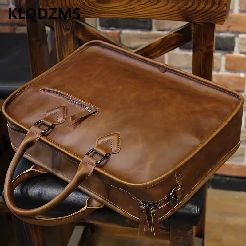 KLQDZMS Classic PU Business Handbag Casual Men Briefcases Business Laptop-Bag Office Document Bags Men Fashion Shoulder Bags