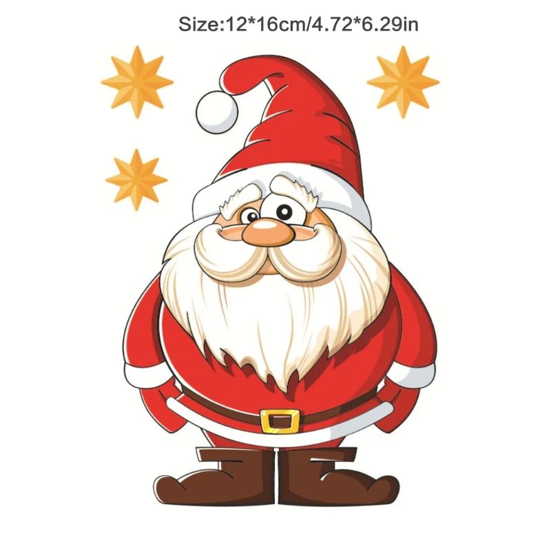 Рождественская мультяшная Наклейка на окно с Санта-Клаусом снеговиком снежинкой