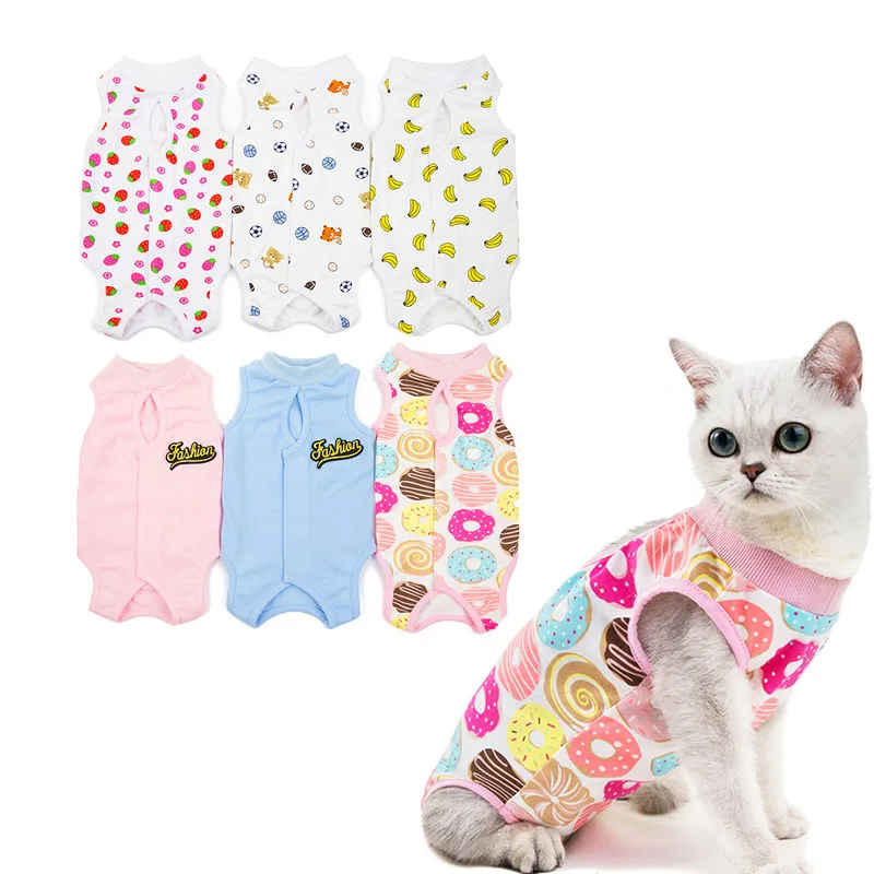 

Soft Cat Clothes Recovery Suit For Wounds Dog Shirt After Surgery Wear Cat Clothing Anti Pet Licking Wounds Cat Vest S-XL