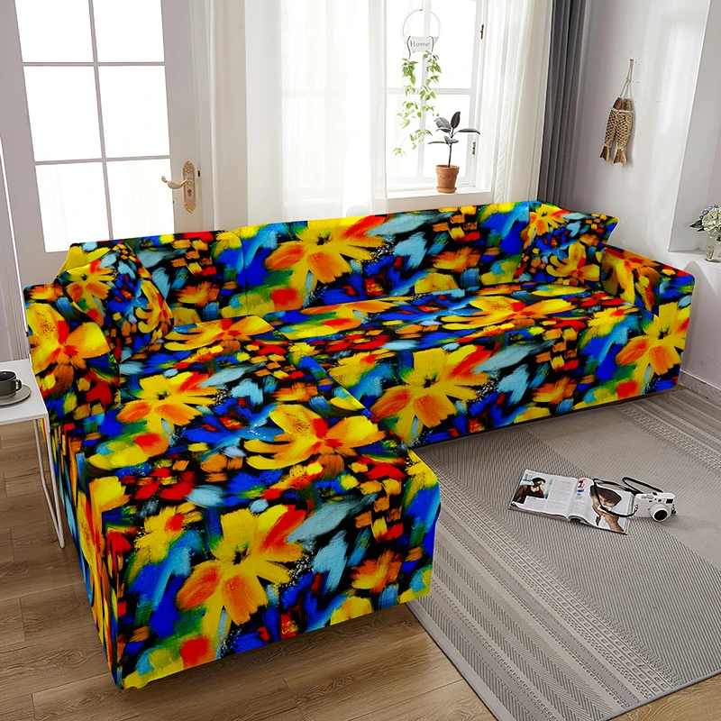 

Чехол для дивана, L-образный, с абстрактным изображением цветов, 1/2/3/4 мест, стойкие чехлы