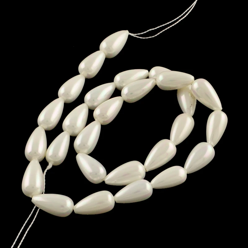 

18x13mm Drop Shell Pearl Bead beads for jewelry making bracelet chains White perles,Hole: 1.5mm; about 22pcs/strand, 15.7" F80