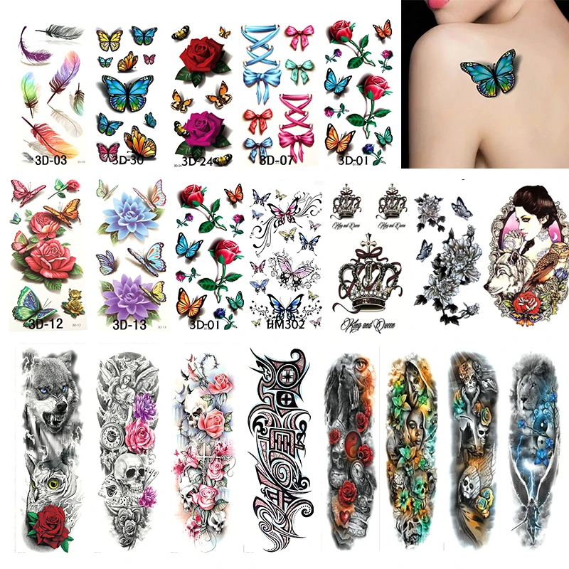 Татуировка на всю руку для женщин водостойкая временная татуировка наклейка