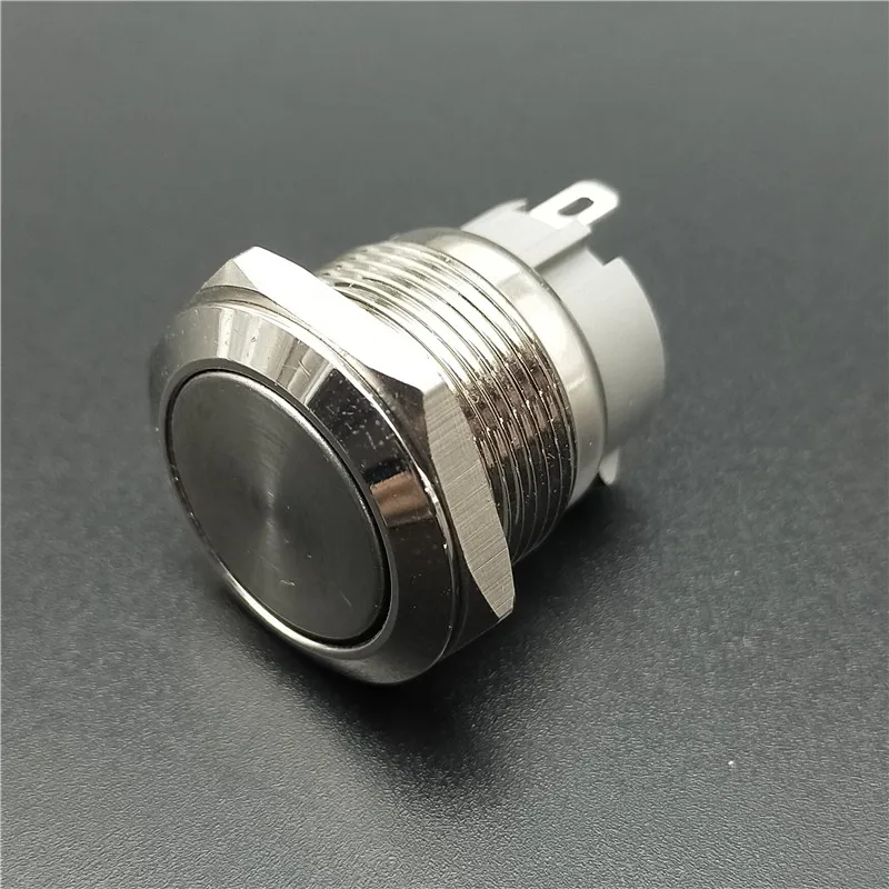 

10 шт. 19 мм Автомобильный никелированный латунный металлический кнопочный переключатель нажимная кнопка Плоская Круглая 1 без мгновенного