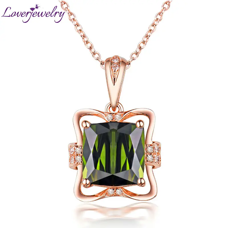 Loverювелирное изделие из розового золота 14 карат натуральный бриллиант зеленый