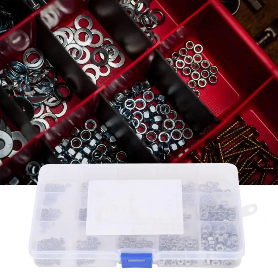 Плоская шайба 750 шт./лот + эластичная набор гаек инструменты из нержавеющей стали