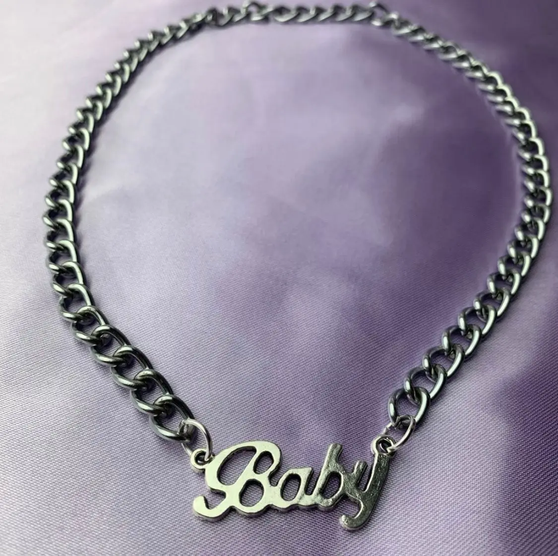 

Punk Rock Minimalist Metal Letter Baby Choker Necklaces for Women Female Party Night Club Fashion Hip Hop Jewelry Cool Necklace