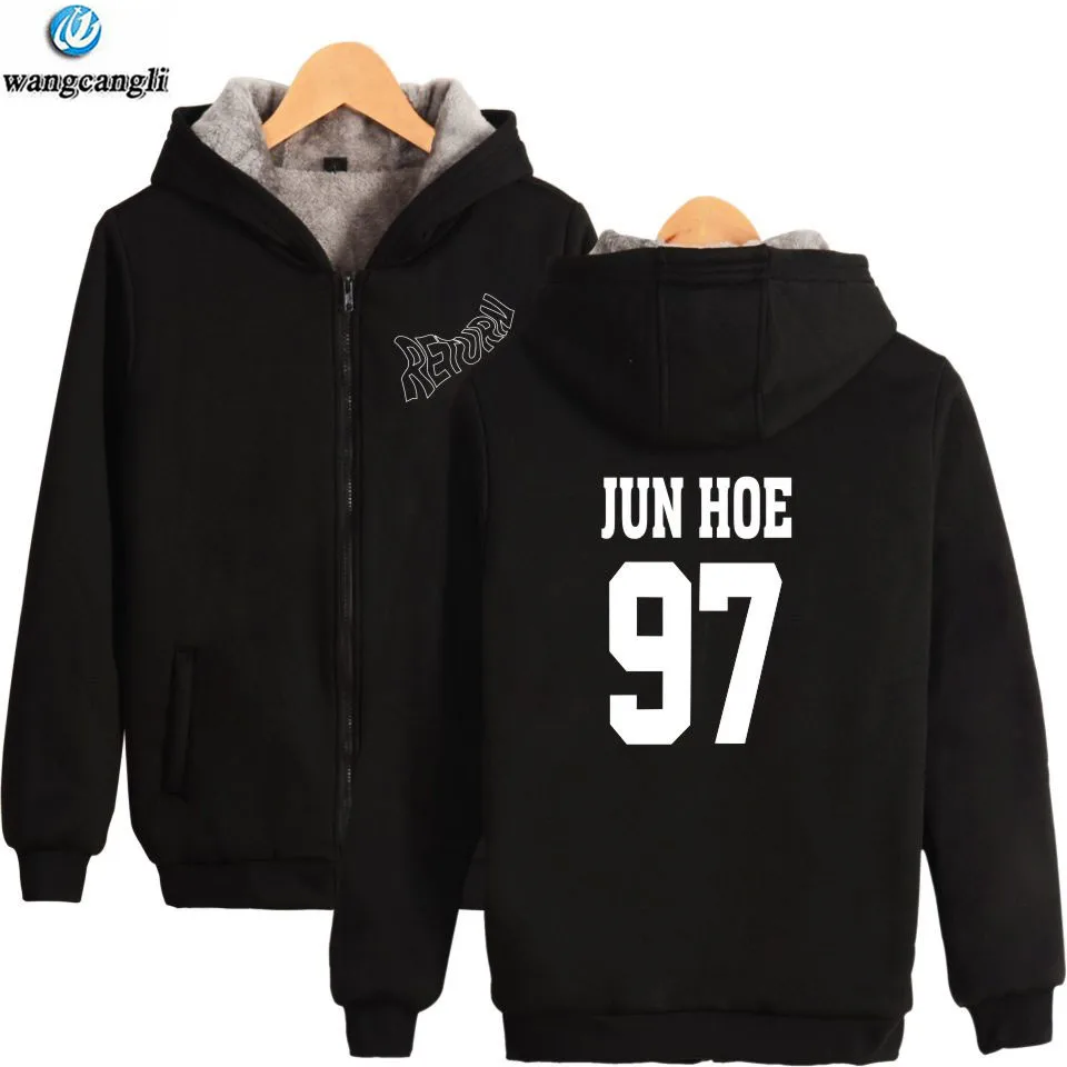 Зимняя Толстовка в стиле K-POP IKON Флисовая теплая куртка плотное пальто толстовки