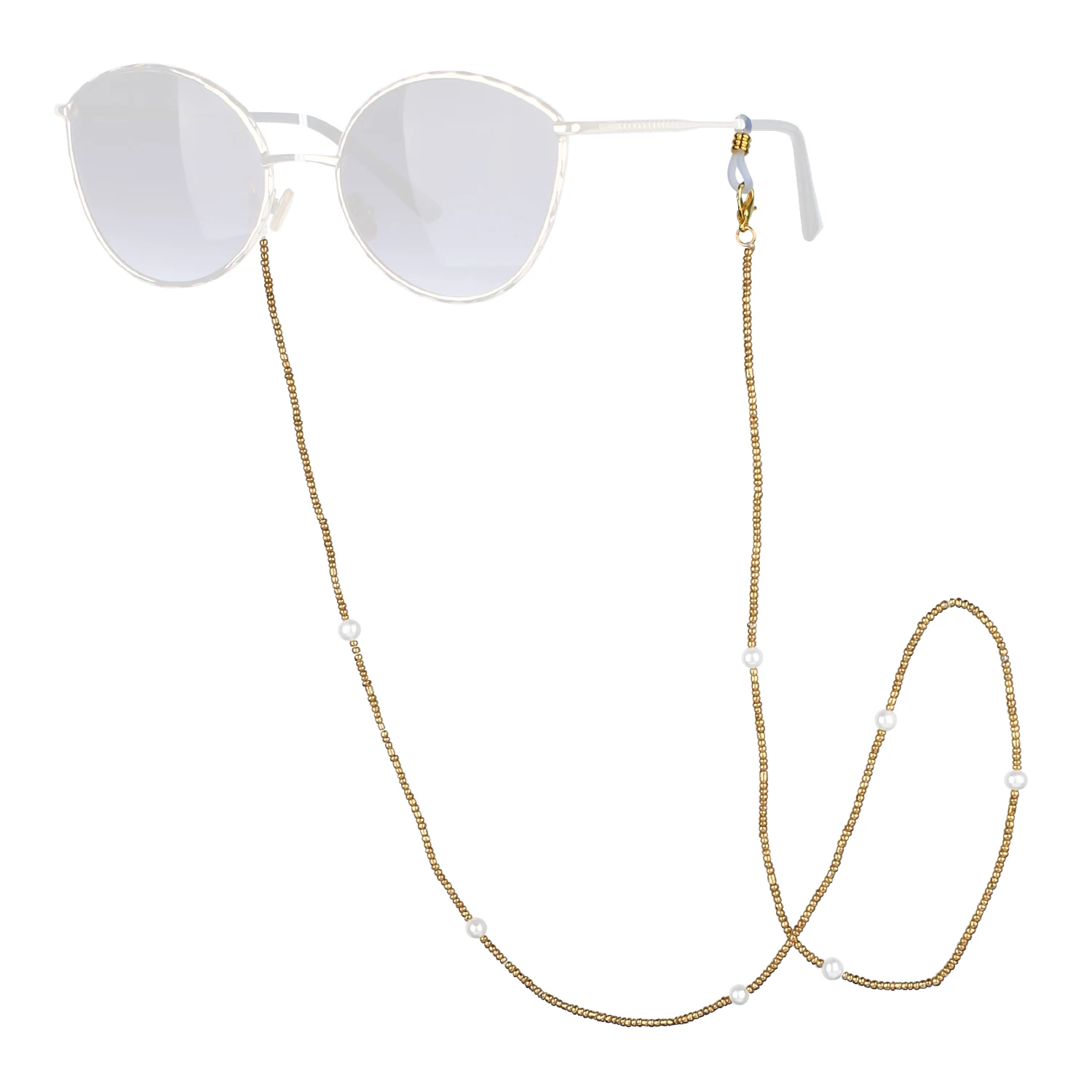 

KELITCH New New 2022 Lanyard Glasses Chain Sunglasses Golden Color Pearl Beaded Necklace For Women Reading Mask Holder Jewelry