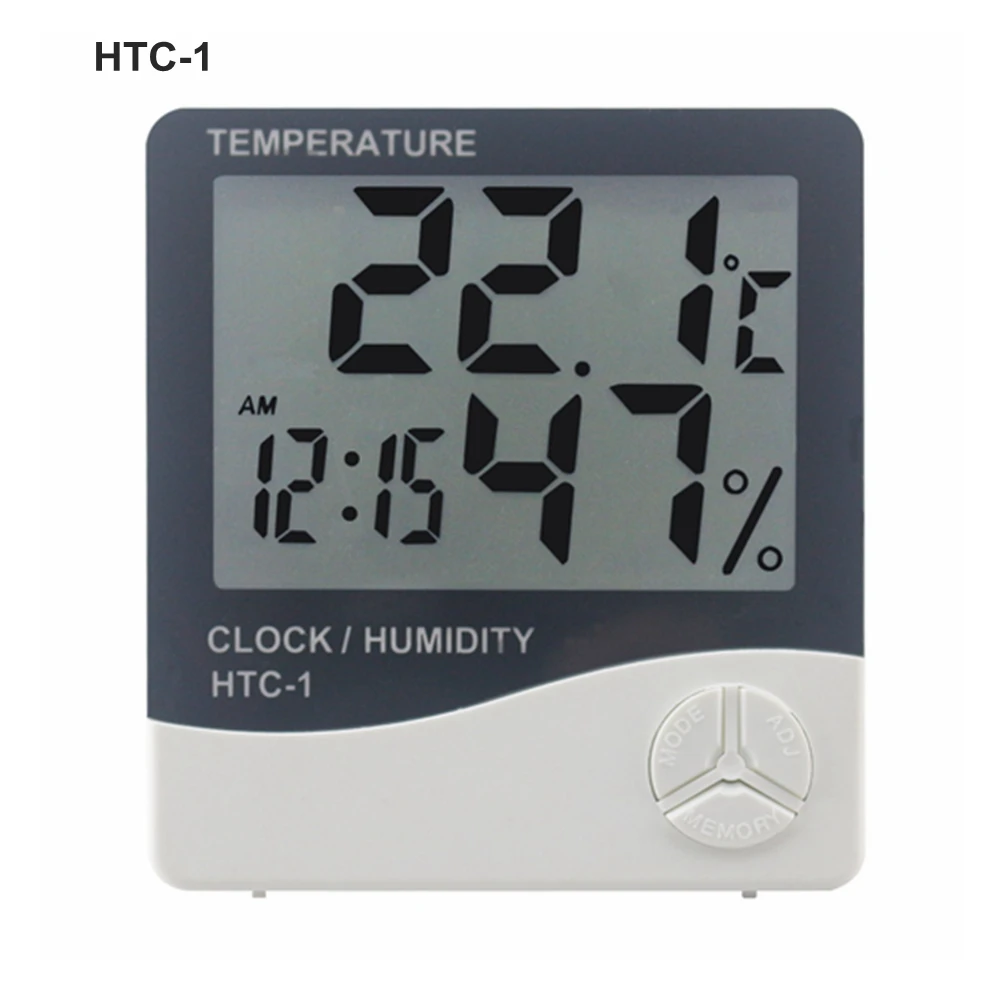 HTC-1 HTC-1 HTC-8, цифровой термометр, гигрометр, метеостанция, будильник, настенный электронный измеритель температуры и влажности - Цвет: HTC-1