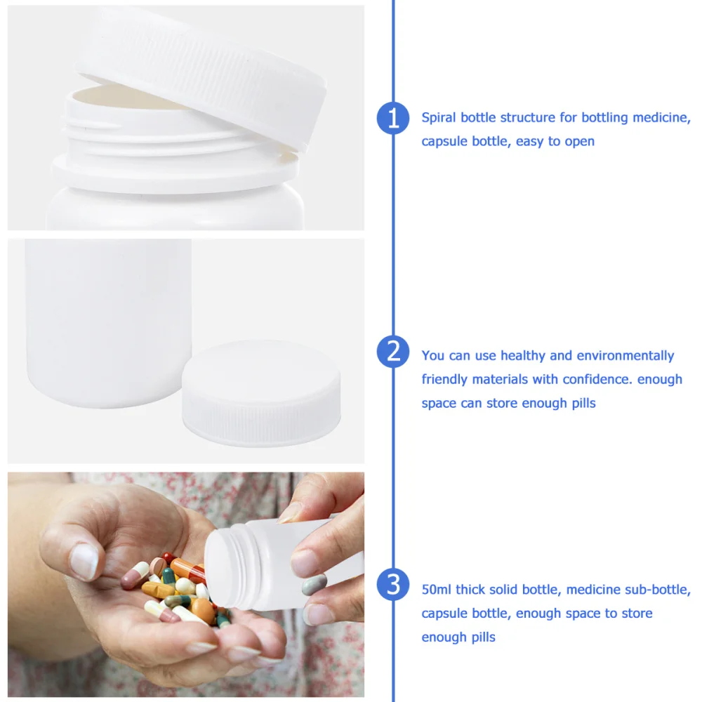 

20pcs 50ML Moistproof Pill Holder Waterproof Lightweight Portable Pill Case