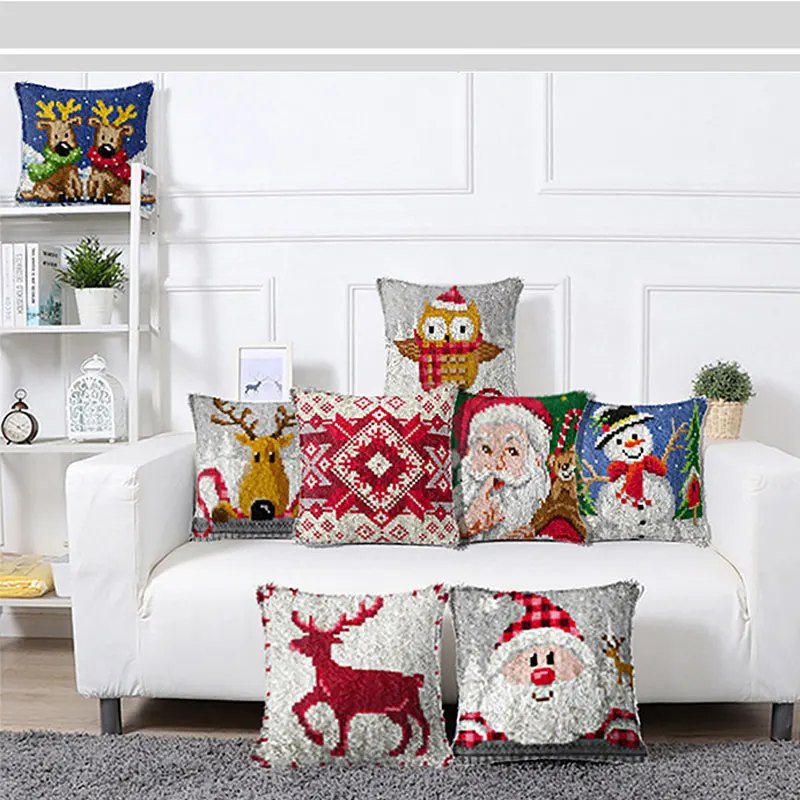 

Santa Claus Exquisite Coarse Wool Cross Stitch Carpet Embroidery 3D Segment Embroidery Pillow DIY Handmade Material Package