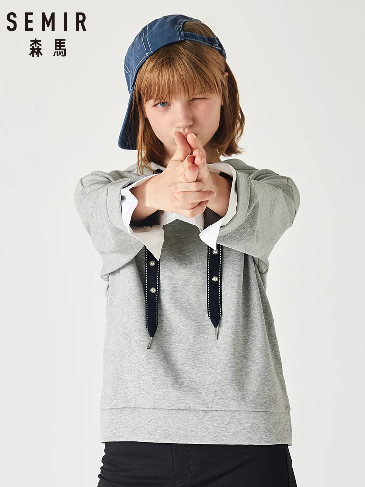 Женский свитер с капюшоном SEMIR свободная толстовка в Корейском стиле из плотного