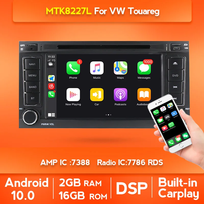Автомагнитола 188L на Android 10 для Volkswagen VW Touareg T5 мультифургон стереоприемник 2