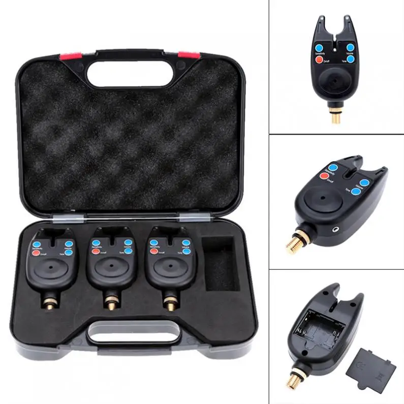 

3pcs/lot Carp Fishing Bite Alarm with 2 LEDs Blue Light High Adjustable Tone Volume Sensitivity Loud Sound Speaker