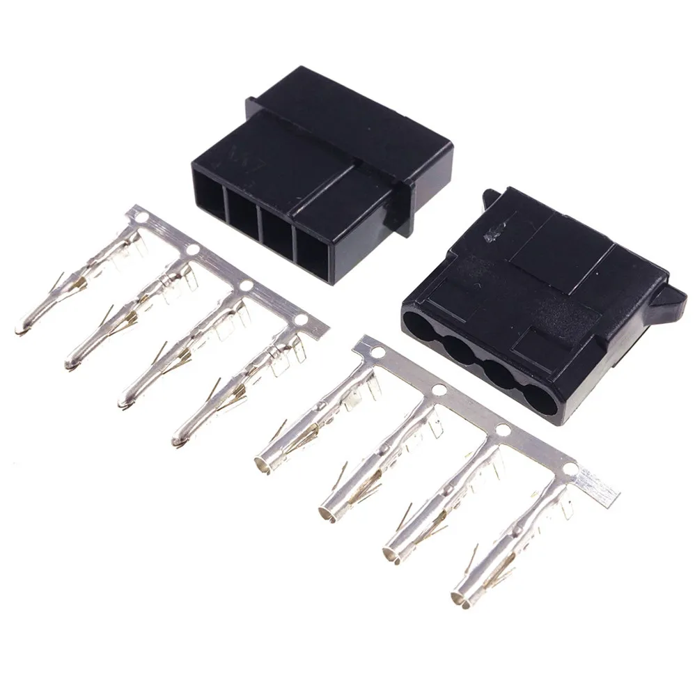 50 комплектов 4 Pin D образный штекер Корпус Мужской + Женский обжимной провод