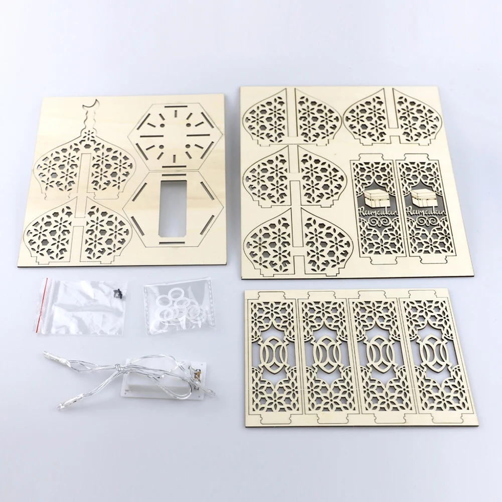 

DIY Wooden Muslim Islam Ramadan Kareem Night Light Eid Mubarak Home Party Wedding Decor Battery Powered Ornament