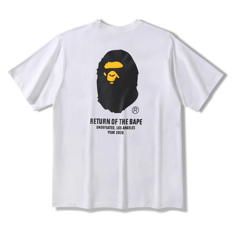 

Ape Head Letters Printed Short Sleeve T-Shirt Black & White M-XXL