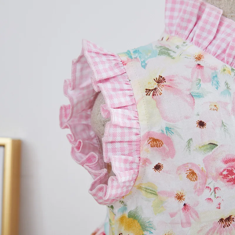 

Летние Детские платья с испанским цветочным принтом для девочек, винтажное платье принцессы, Детские платья для младенцев LL065