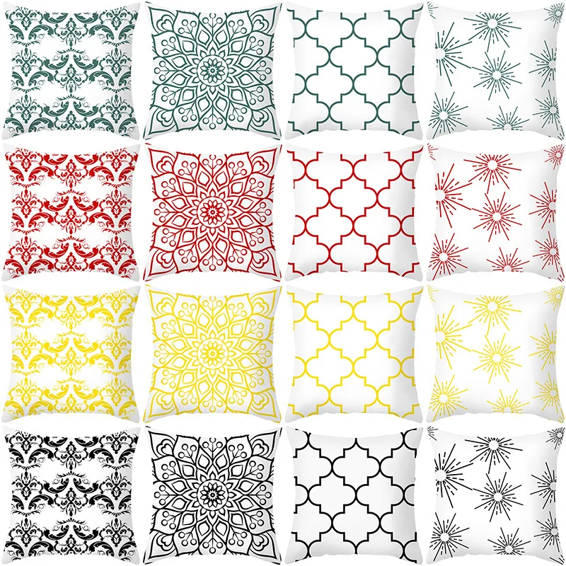 

2021 Nordic Geometric Line Office Green Pillowcase Christmas Decorations for Office Chair Softness Cushion Covers Home Decor