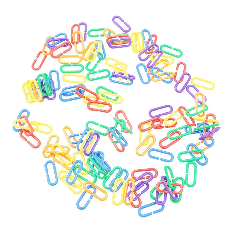 100Pcs Plastic Parrot Toys C-clips Hooks Chain C-links Sugar Glider Rat Bird Toy Parts Parakeet Accessories | Дом и сад