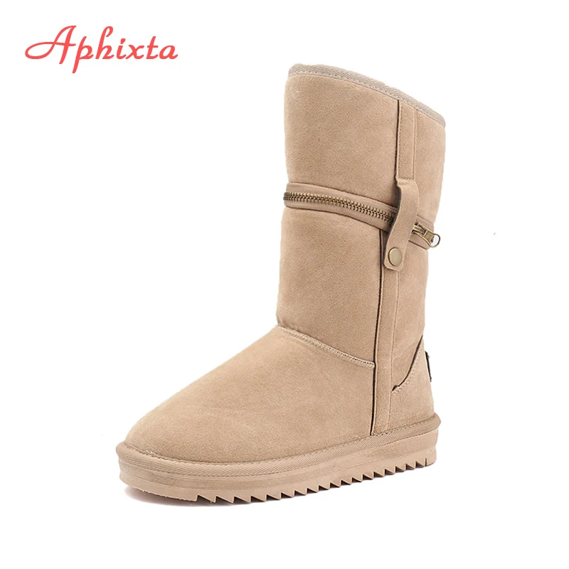 APHIXTA/высокие зимние сапоги женская зимняя обувь на молнии с двусторонней
