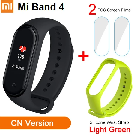 CN Add Strap Films Xiaomi mi Band 4 Global language mi Band 3 фитнес-браслет AMOLED цветной экран 50 м Swi mi ng водонепроницаемый пульсометр - Цвет: CN Add Strap Films