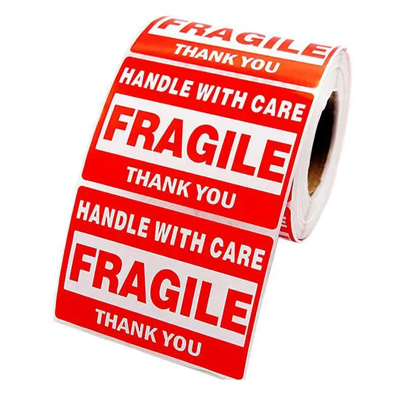 

3" X 2" Fragile Handle with Care Warning Stickers for Shipping and Packing - 500pcs Permanent Adhesive Labels Per Roll
