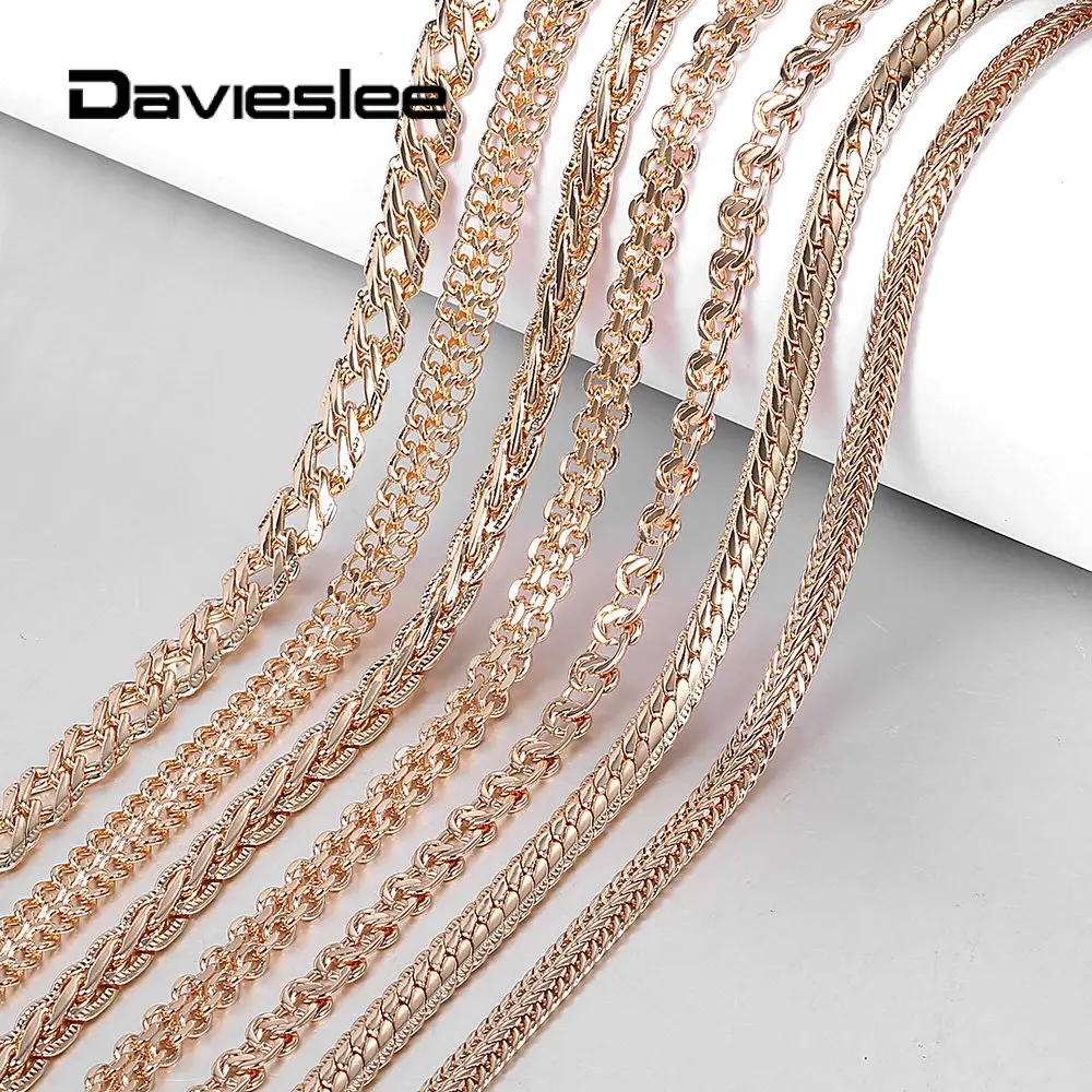 Davieslee, цепочка, ожерелье для женщин и мужчин, 585, розовое золото, заполненное ожерелье для женщин и мужчин, лисохвост, Чеканная цепочка Бисмарка, 3-8 мм DCNN1