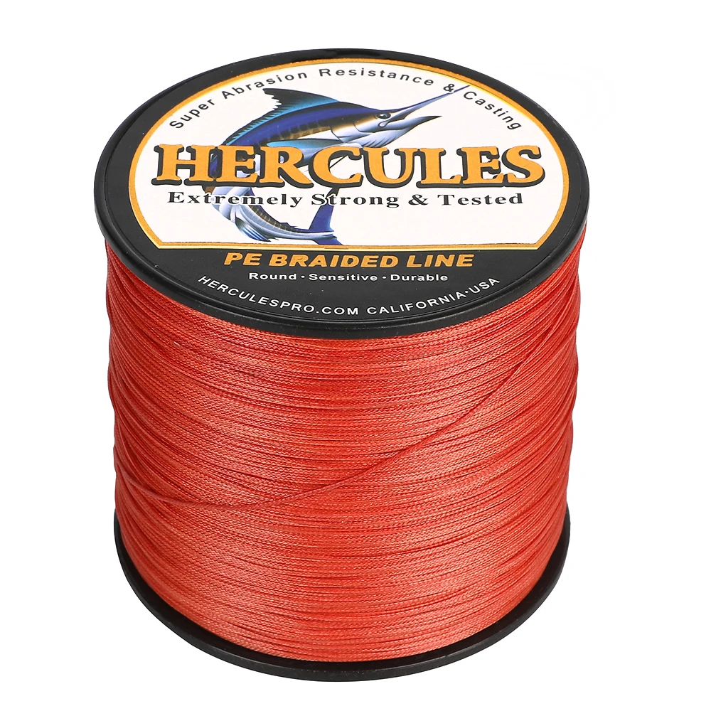 Hercules рыболовная леска 12 нитей 100 2000 м оплетка красная английская от 10 до фунтов