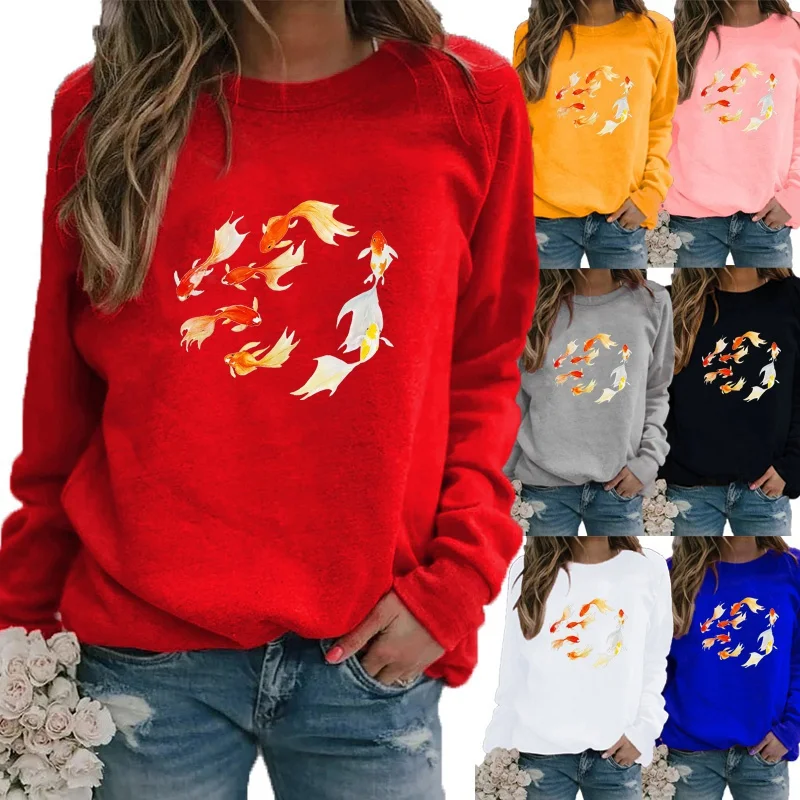 

Fashion Women Autumn and Winter Printing Shirt Plush Sweater Sweatshirt Long Sleeve Loose Casual Tops