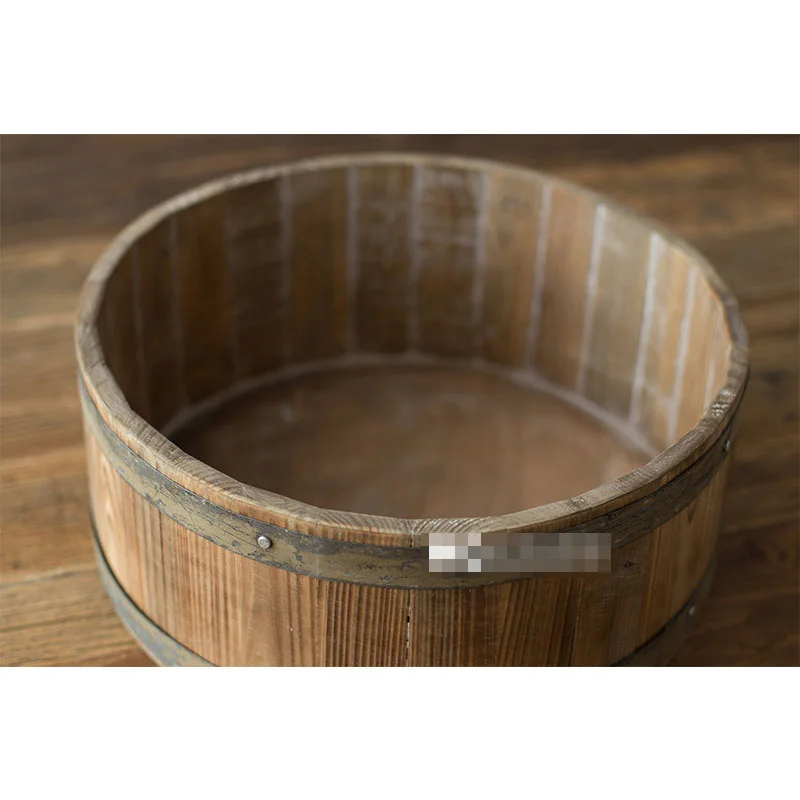 

2021 Vintage Newborn Photography Wooden Basket Baby Photoshooting Props Classic Infant Photo Studio Wood Crib Basket Accessories