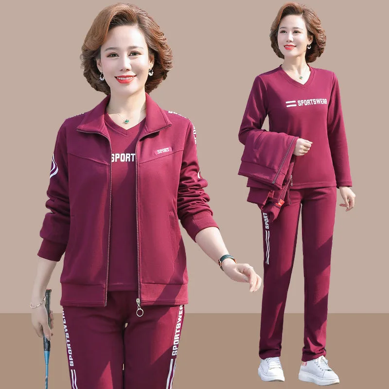 

3 Piece Set Casual Tracksuit Slim Korean Plus Size 4XL Sports Suit Letter Printed Coat+V-neck T-shirt+Straight Leg Pants Outfit