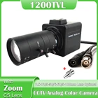 Аналоговая цветная камера видеонаблюдения 1200TVL с 2,8-125-506-605-100 мм, ручная фокусировка, регулируемый объектив, мини-камера с металлическим корпусом