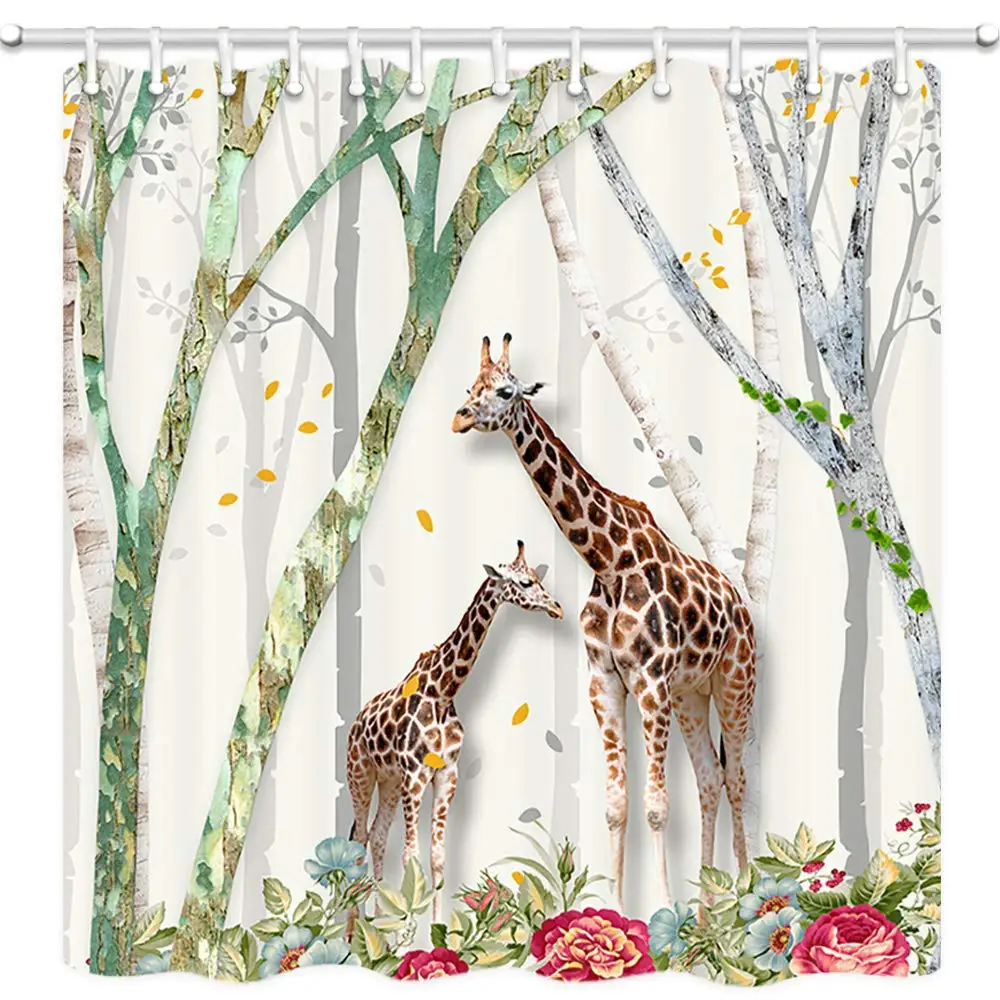 3D жираф лесное дерево цветы тема дикая природа африканские джунгли животные