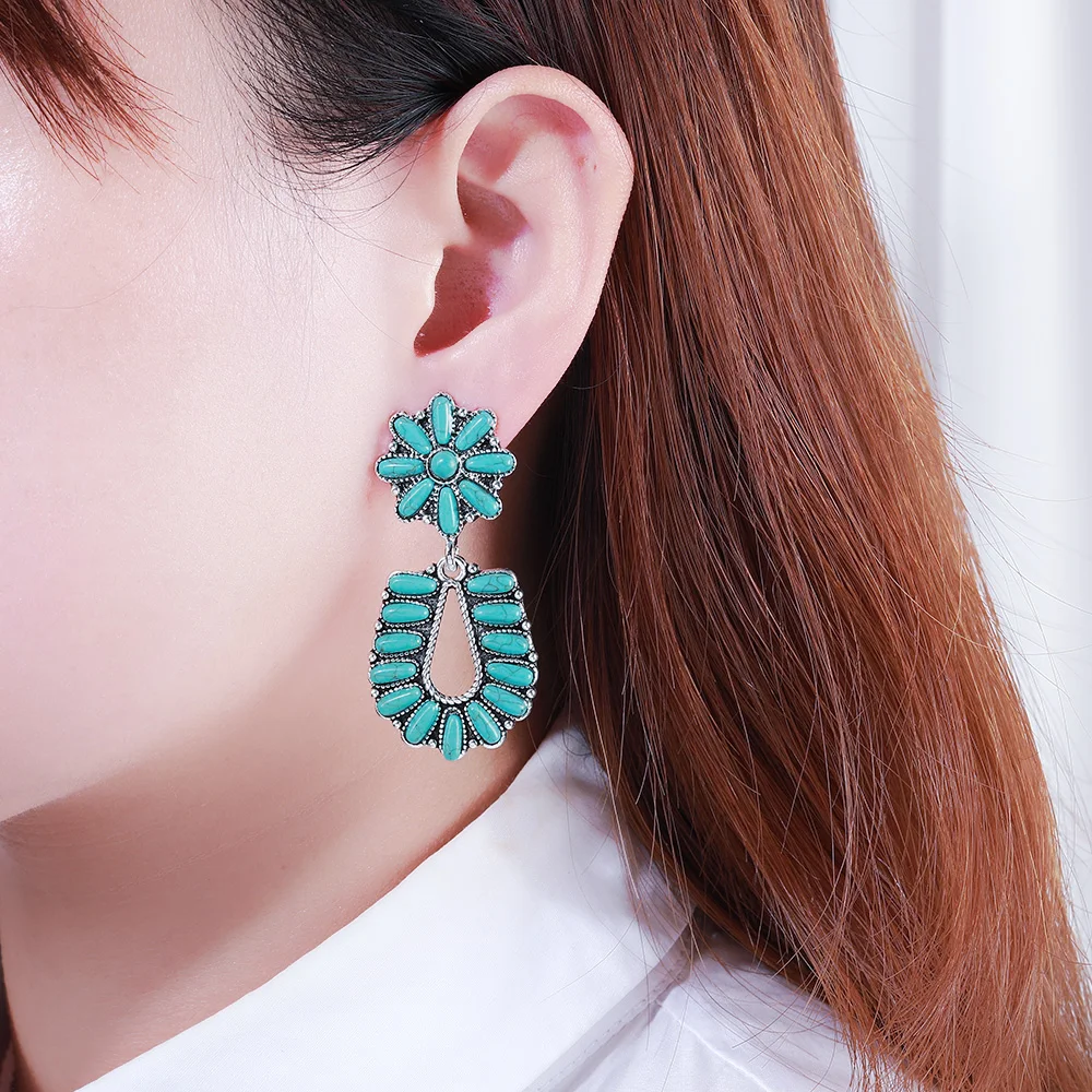 

Banny Pink Indian Wedding Stone Earrings For Women Bohemia Geometric Statement Ethnic Chandelier Pendant Jewelry