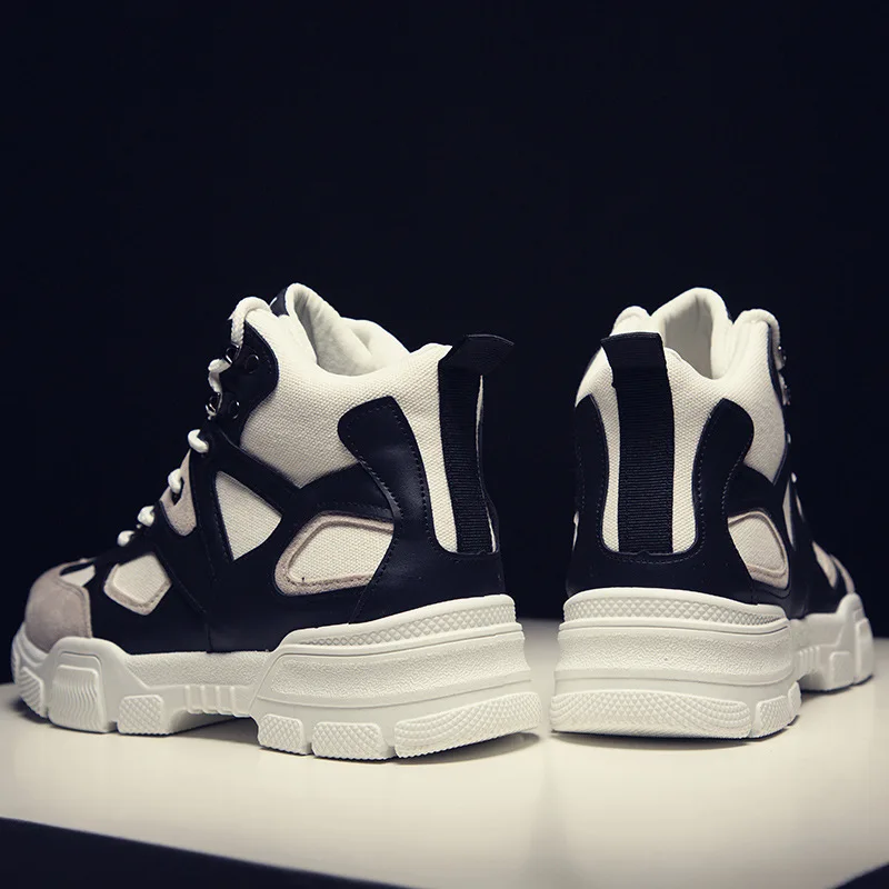 QWEDF 2019 Новые кеды на высокой платформе Мужская обувь дышащая Рабочая черного